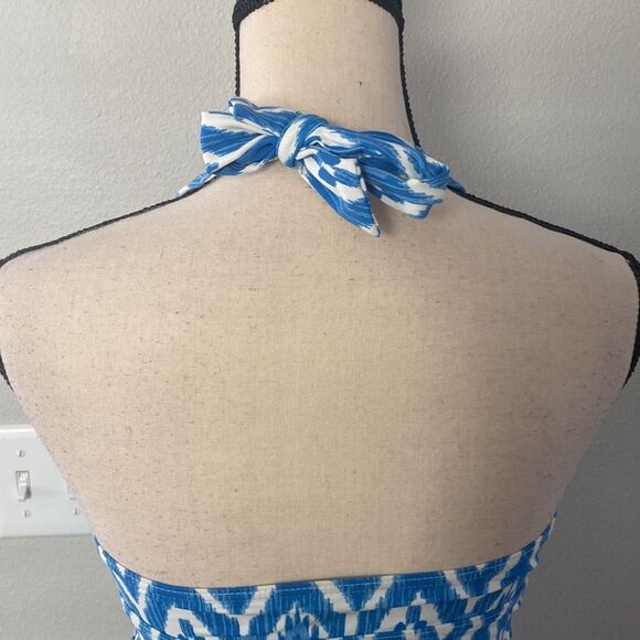LANDS’ END White Blue Halter Tankini Swimwear Size 6 - Picture 8 of 12